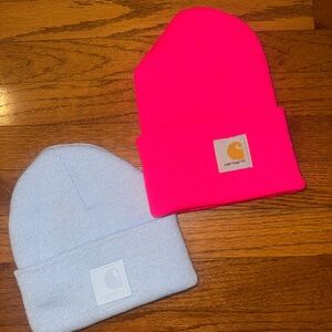 Carhartt Bright Pink and White Beanie Set